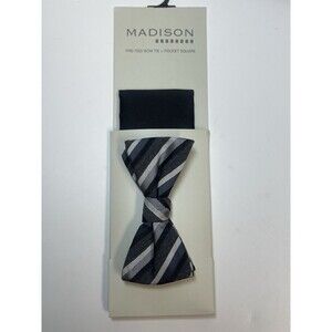 MADISON Pre-Tied Now Tie + Pocket Square In Killian Stripe New
